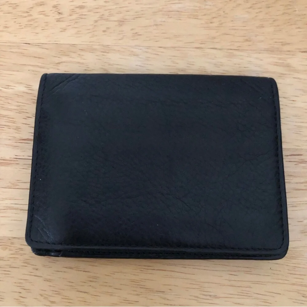 Stone Mountain wallet leather billfold L shape trifold card holder black crackle